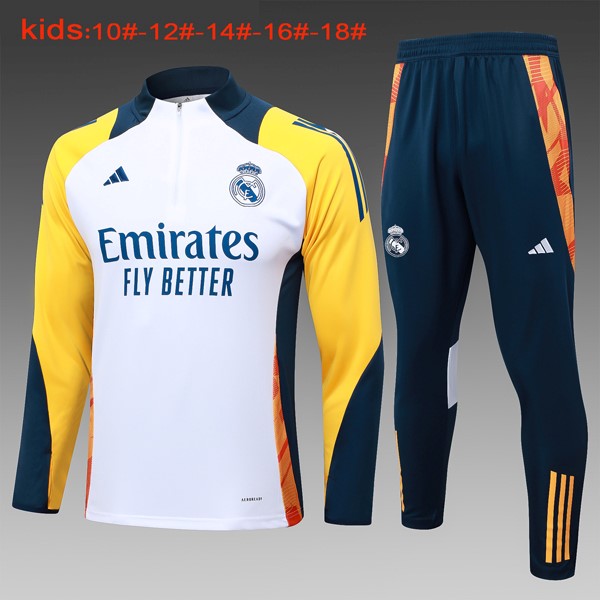 Niños Sudadera De Training Real Madrid 2024/25 Blanco Amarillo 4